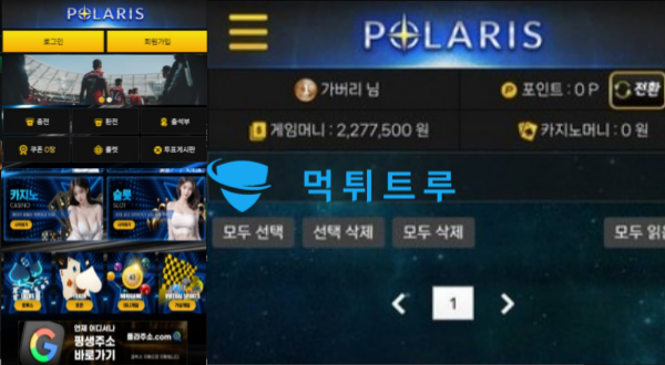 폴라리스(POLARIS) 먹튀 증거 내역 캡처