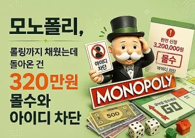 모노폴리(MONOPOLY)먹튀 집단, 롤링까지 채웠는데 돌아온 건 320만원 몰수와 아이디 차단