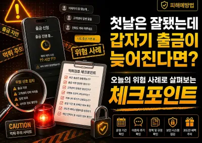 첫날은 잘됐는데 갑자기 출금이 늦어진다면? 오늘의 위험 사례로 살펴보는 먹튀 체크포인트