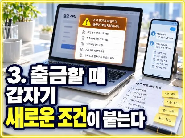 출금 시 추가 입금 요구 주의 이미지