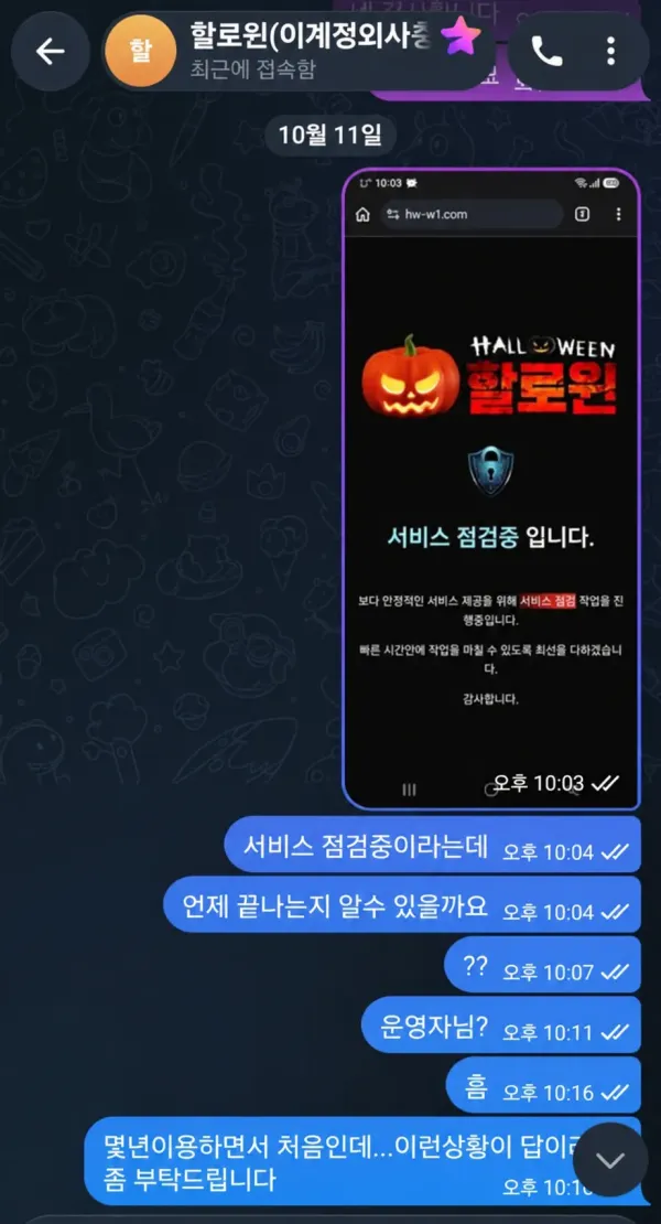 할로윈 먹튀 증거 내역 2