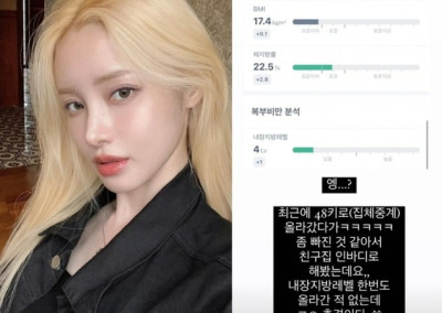 '가슴·윤곽 성형' 유깻잎, '48kg' 인바디에 충격…내장지방 올라간 적 없는데