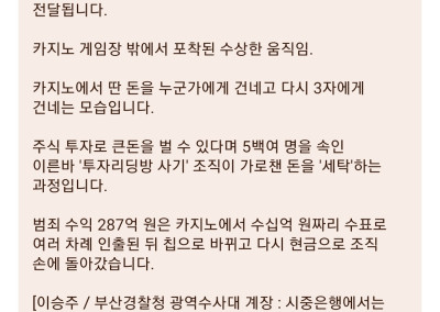 사기 범죄 수익 287억, 카지노에서 돈세탁