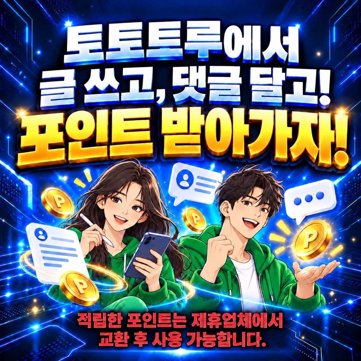 토토트루에서 글 쓰고 댓글 달고 포인트 받아가자! 적립한 포인트는 제휴업체에서 교환 후 사용 가능합니다. 포토자유게시판 바로가기